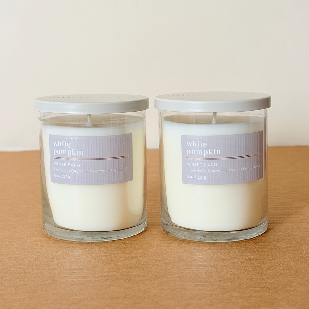 2 X White Barn Bath & Body Works White Pumpkin Soy Wax Single Wick Candle 8 oz
